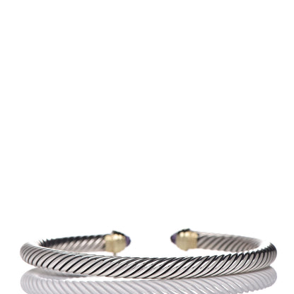 David Yurman Sterling Silver 14K Yellow Gold Amethyst 5mm Cable Classics Petite Color Bracelet 3 of 5