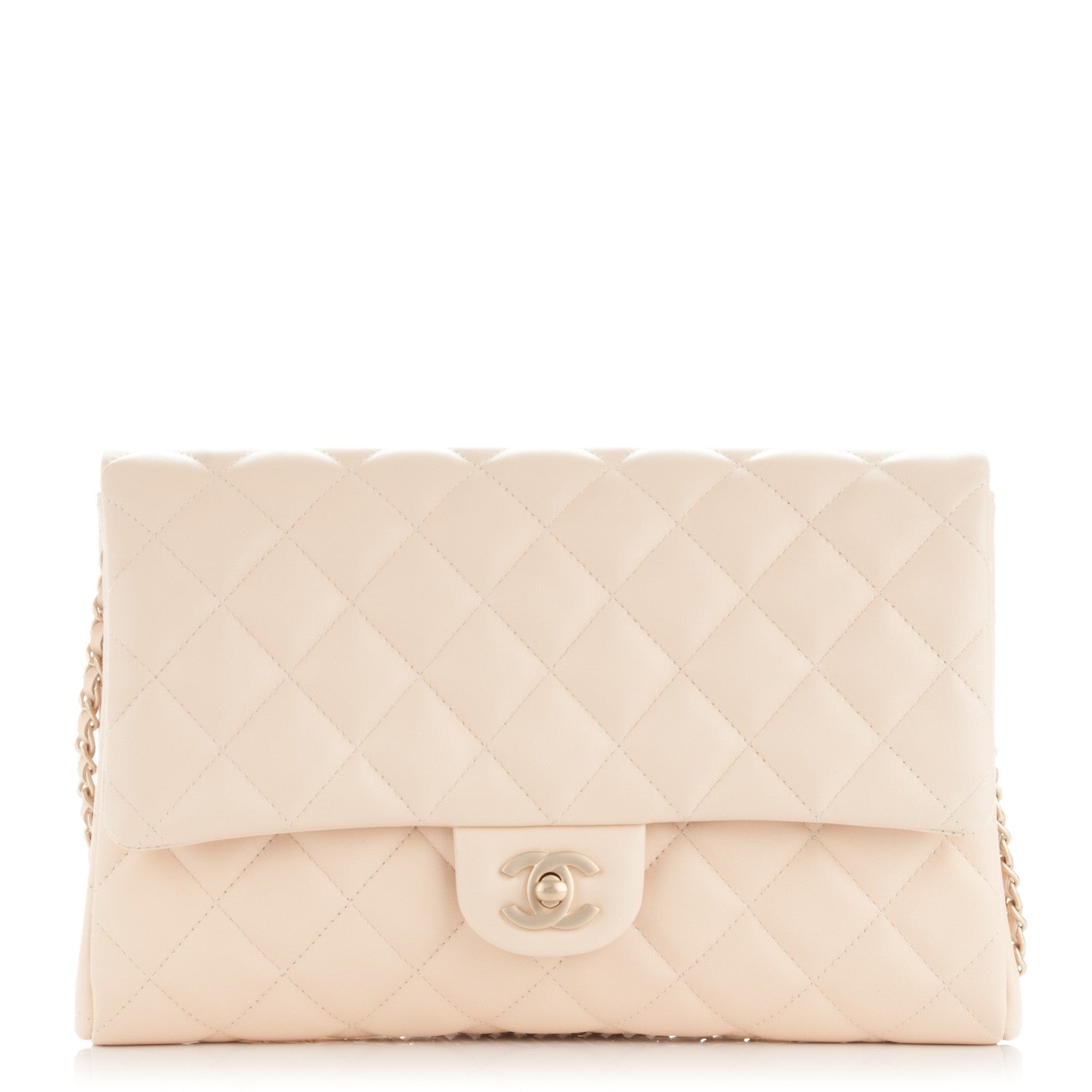 Chanel Lambskin Quilted Clutch With Chain Flap Beige Clair 1 of 8