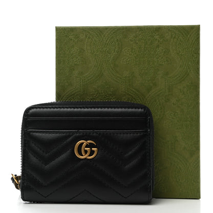 Gucci Calfskin Matelasse GG Marmont Zip Around Card Case Black 9 of 9