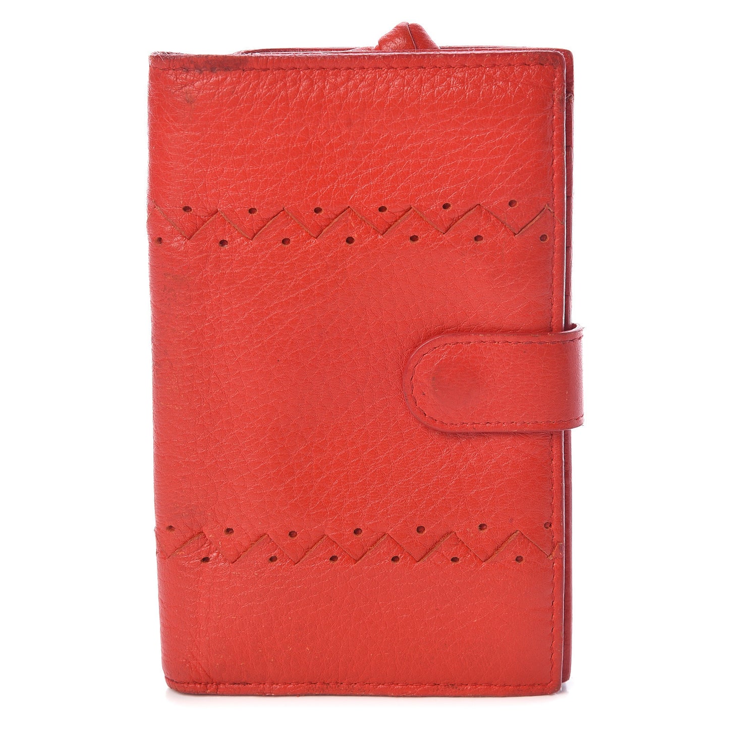 Grained Calfskin Continental Snap Wallet Rosso