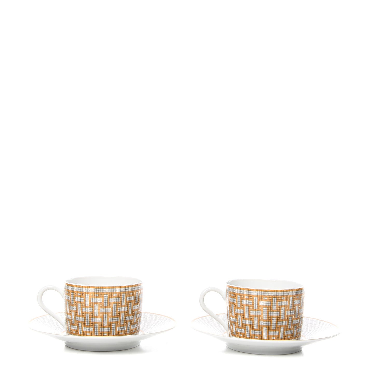 Porcelain Mosaique Au 24 Gold Tea Cup And Saucer Set Of 2