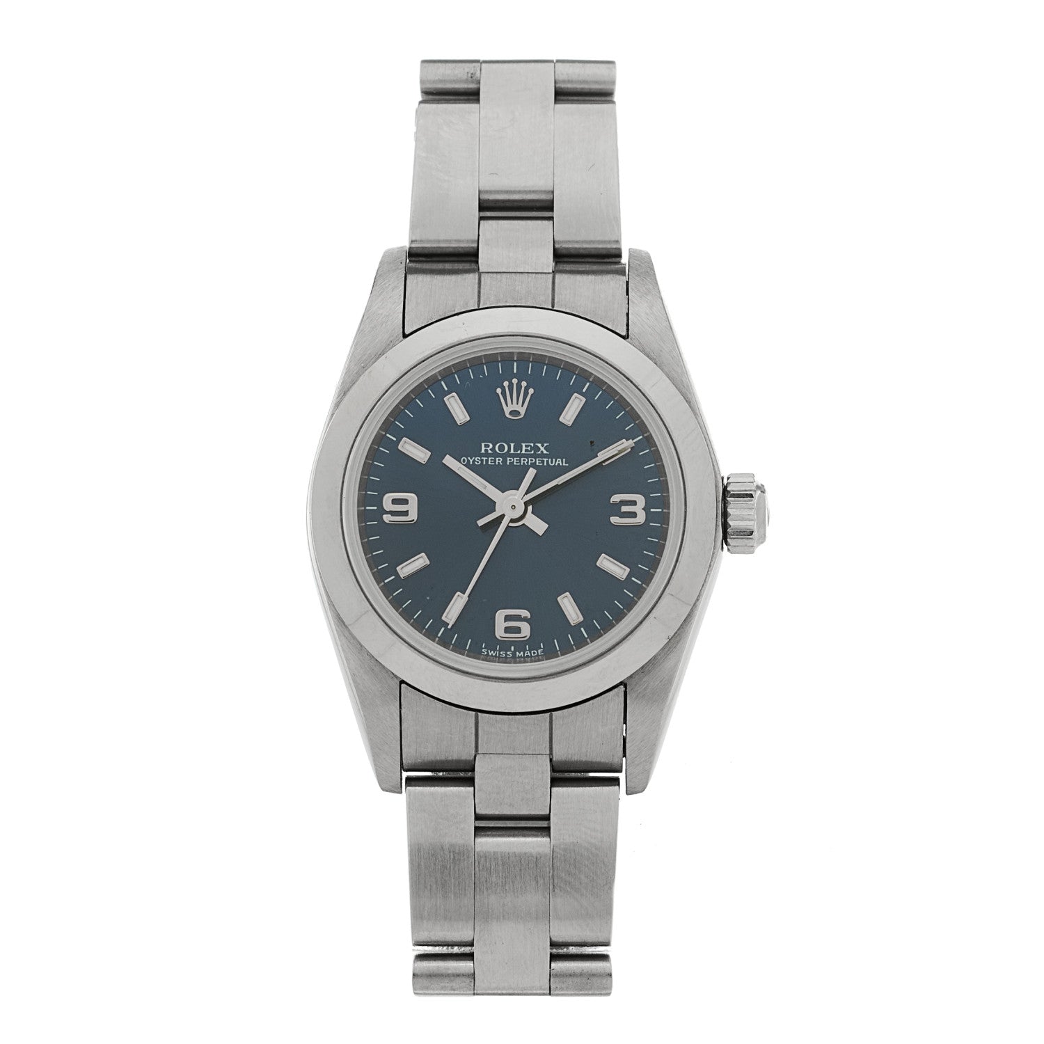Rolex Stainless Steel 24mm Oyster Perpetual Watch Blue 76080 1 of 4