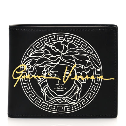 Versace Calfskin Bi-Fold Wallet Black 1 of 8
