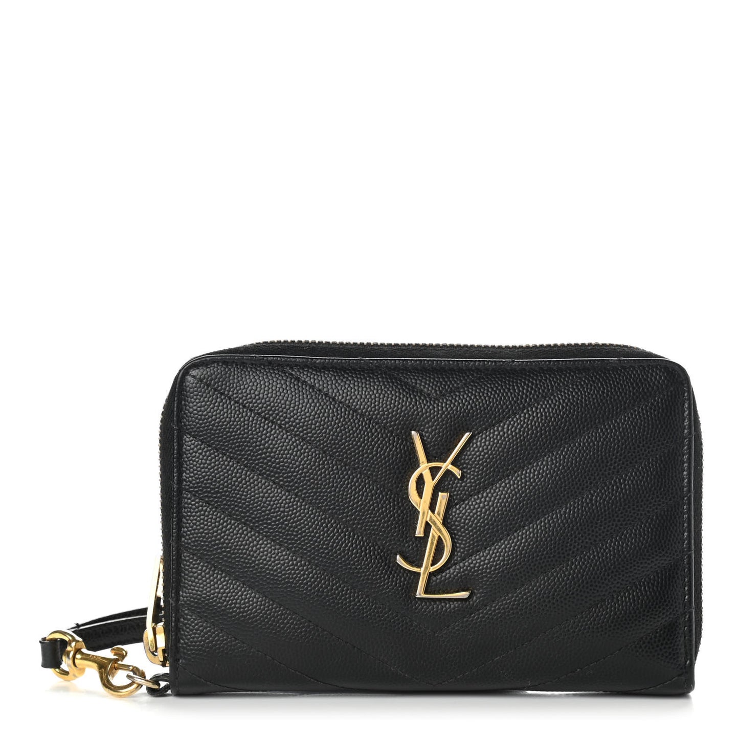 Grain De Poudre Matelasse Chevron Monogram Zip Around Wallet Black