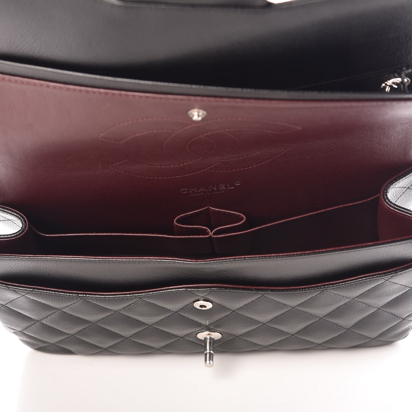 Caviar Quilted Jumbo Double Flap Black