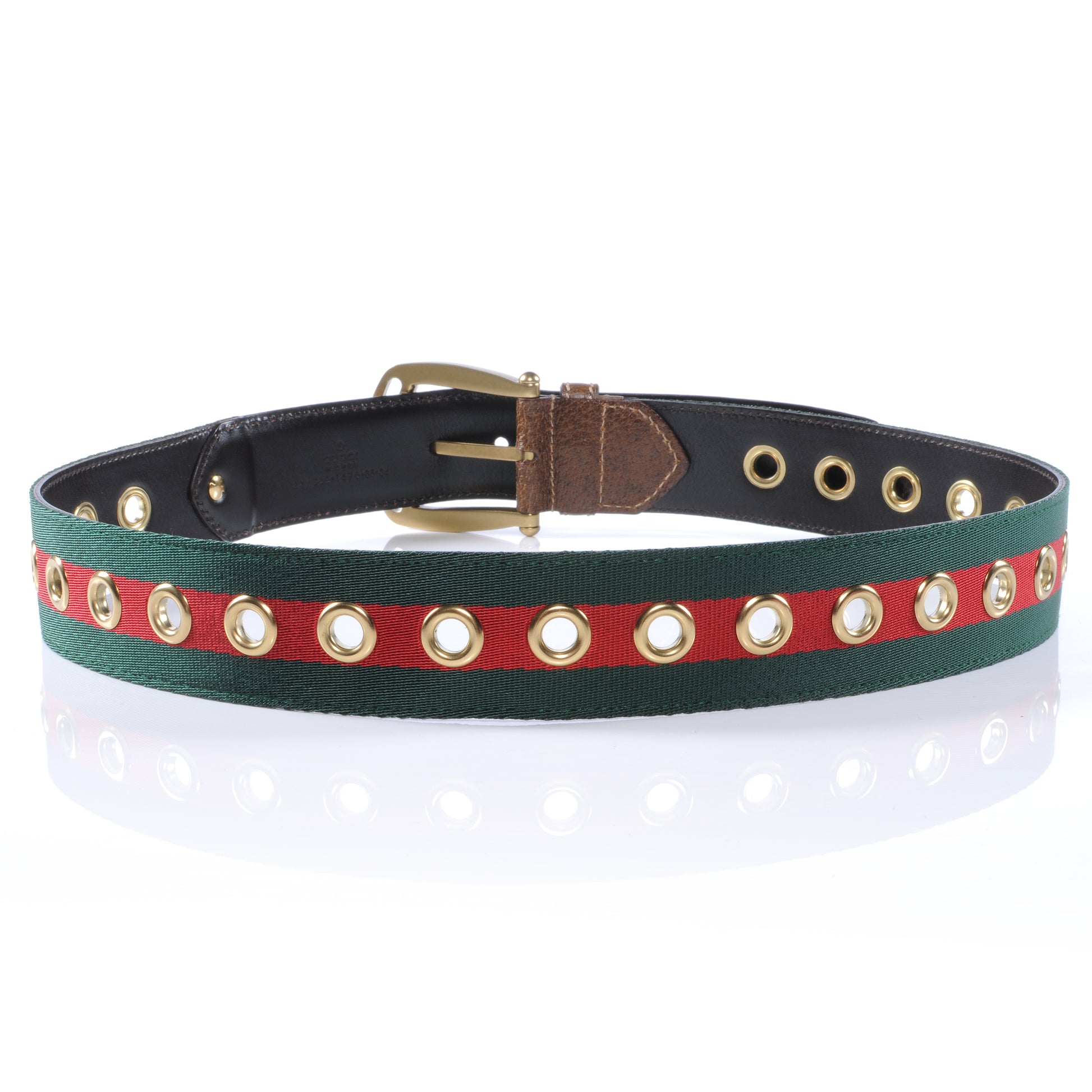 Gucci Leather Web Grommet Belt 85 34 2 of 4