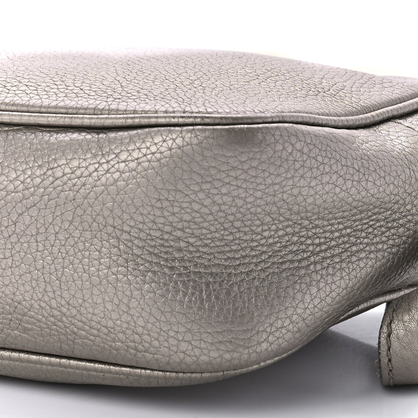 Metallic Pebbled Calfskin Small Soho Disco Bag Golden Beige