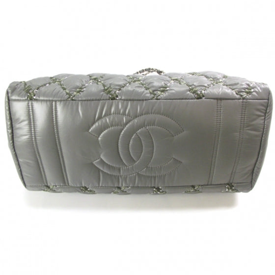 Chanel Nylon Quilted Tweed on Stitch Tote Gray 4 of 12