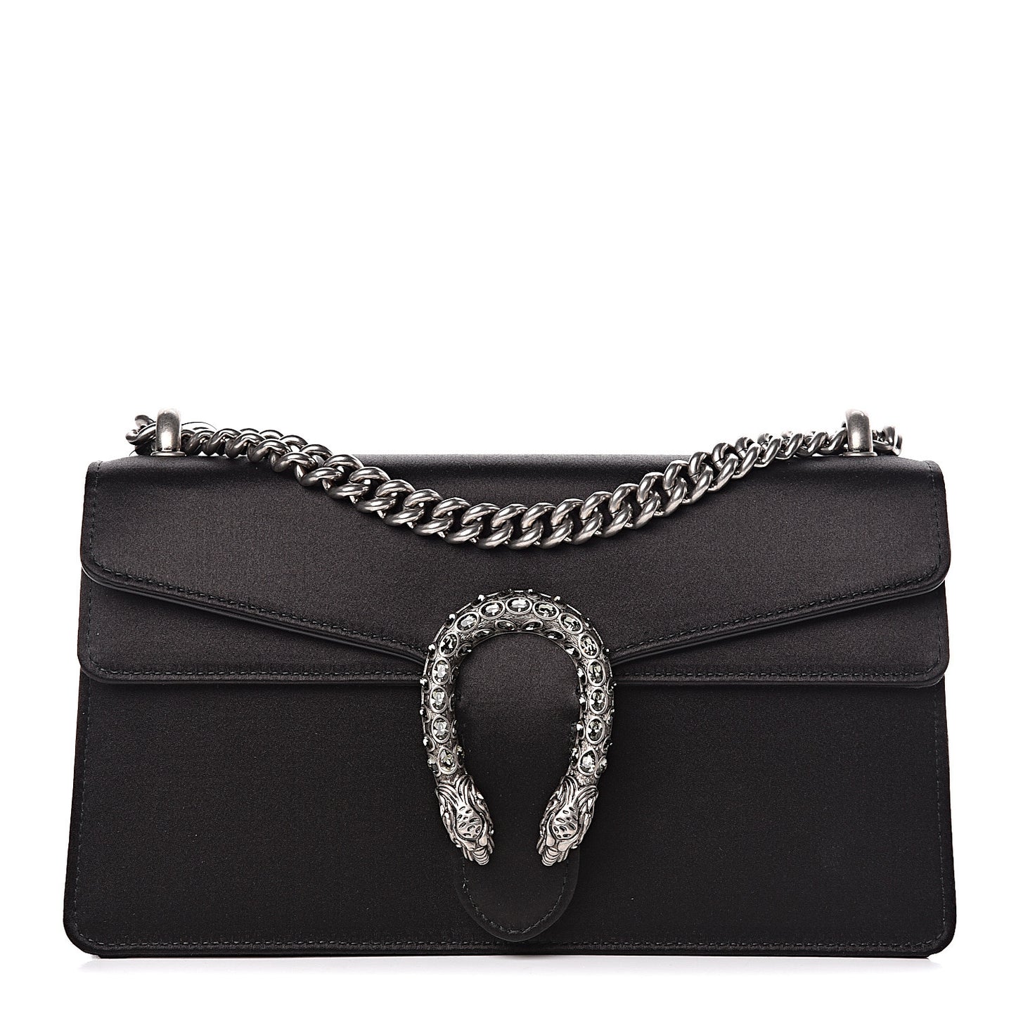 Satin Silk Crystal Small Dionysus Shoulder Bag Black Black Diamond