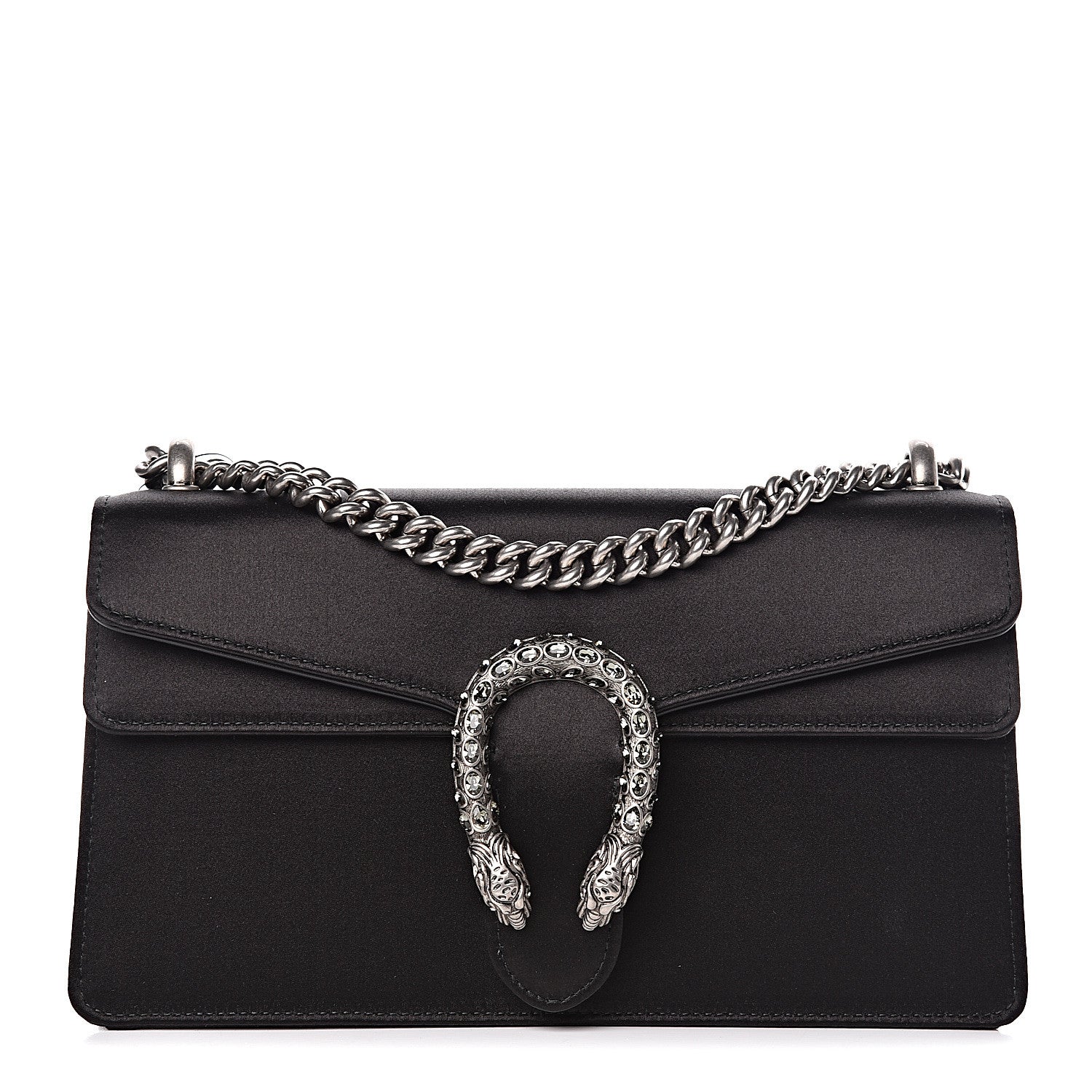 Gucci Satin Silk Crystal Small Dionysus Shoulder Bag Black Black Diamond 1 of 11