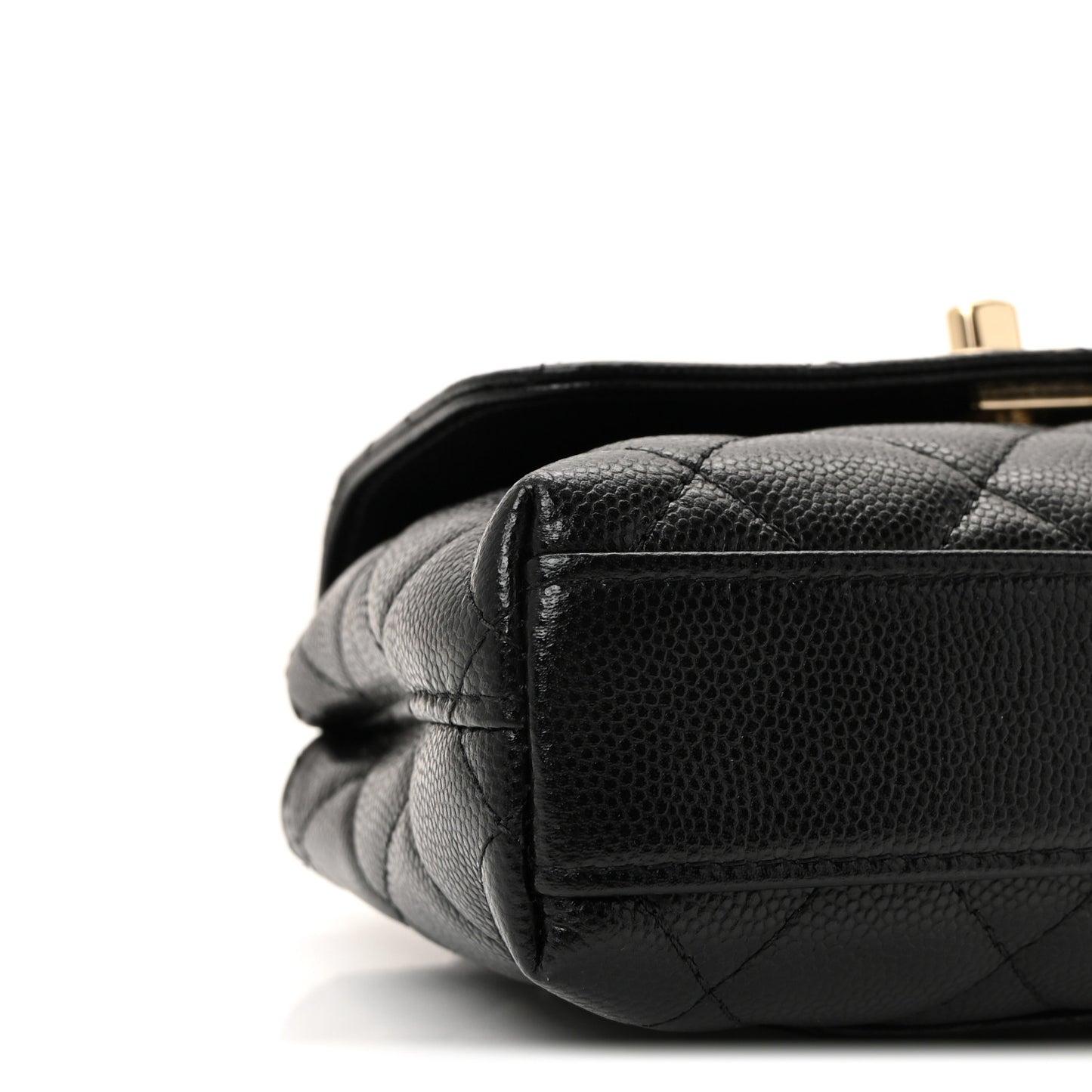 Caviar Quilted Coco Handle Clutch With Chain Black
