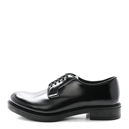Prada Spazzolato Mens Derby Loafers 7.5 Black 1 of 9