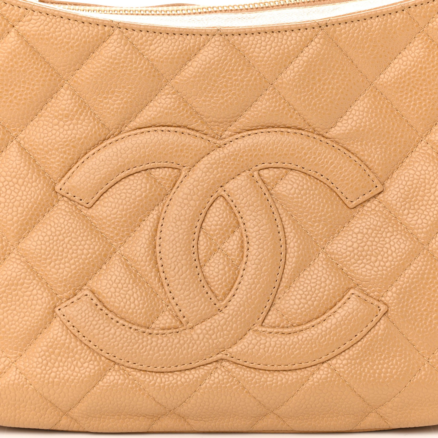 Caviar Quilted Timeless CC Shoulder Bag Beige
