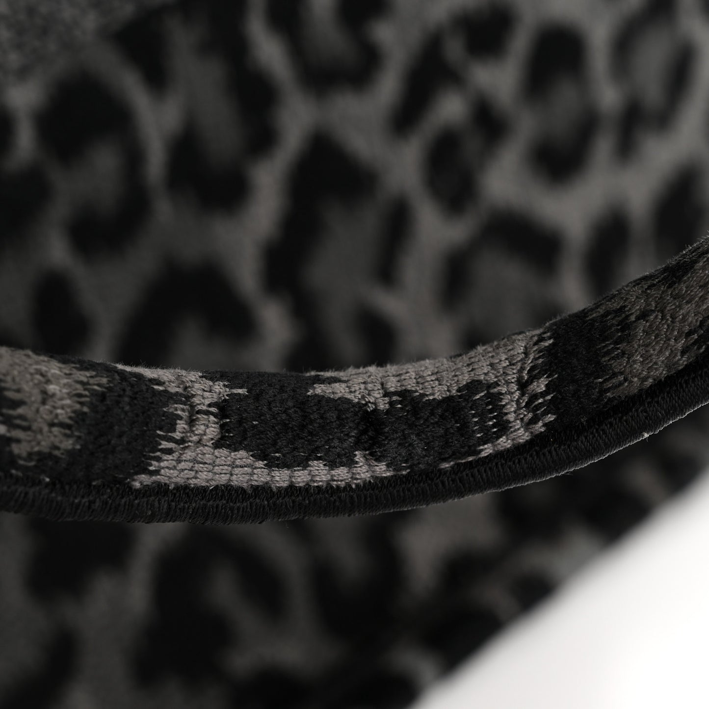 Canvas Mizza Embroidered Large Leopard Book Tote Grey