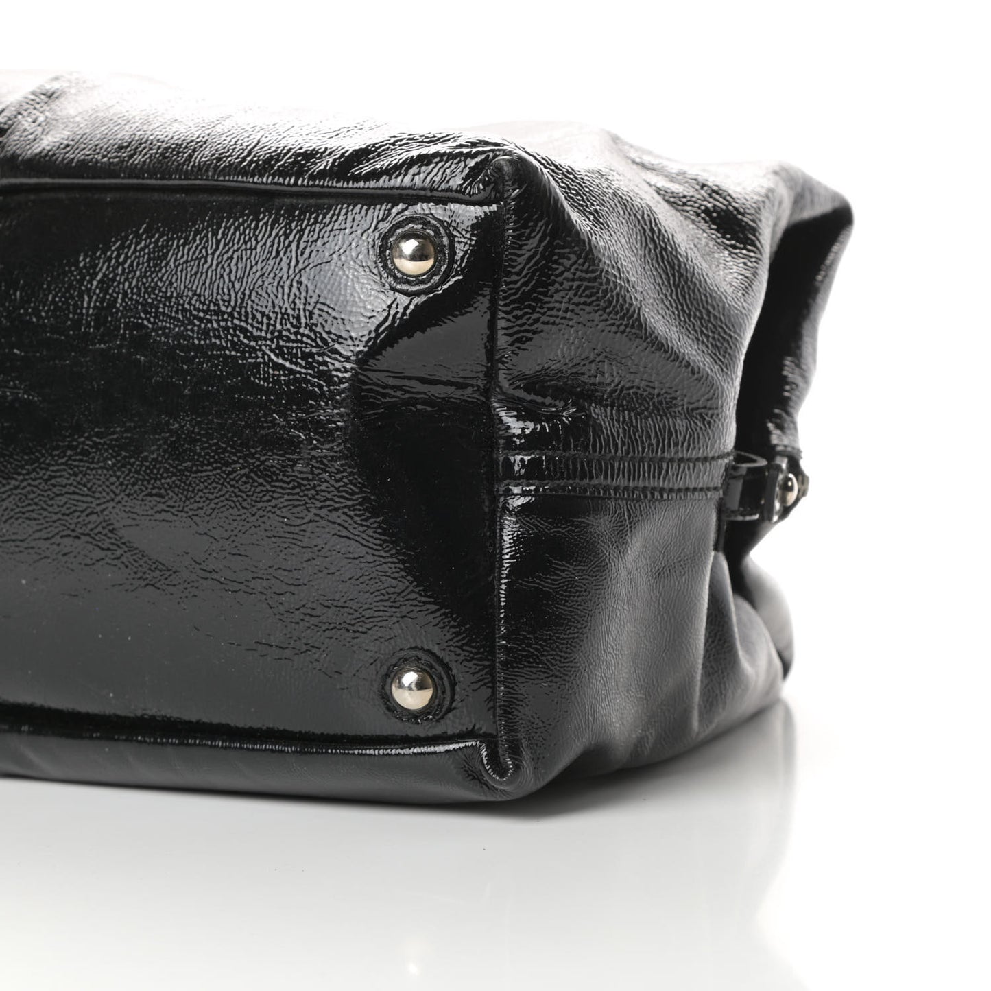 Textured Patent Medium Easy Y Bag Black