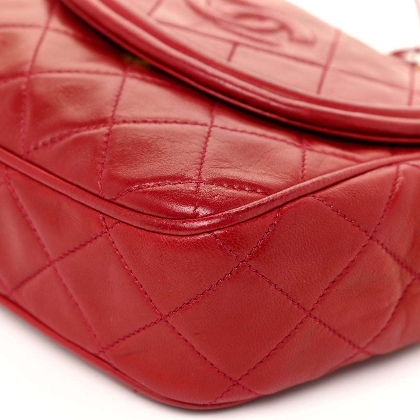Lambskin Quilted Flap Tassel Camera Bag Red