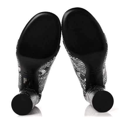 Balenciaga Kidskin Snake Effect Oval 90mm Mule Pump 36 Silver 5 of 8