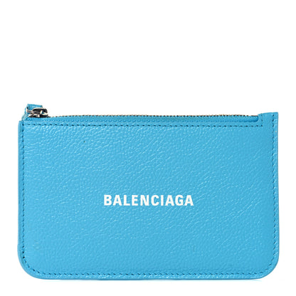 Balenciaga Grained Calfskin Logo Large Cash Long Coin Card Holder Azur White 1 of 8