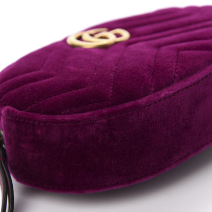 Gucci Velvet Matelasse GG Marmont Belt Bag 85 34 Fuchsia Violet Cyclamen 6 of 11