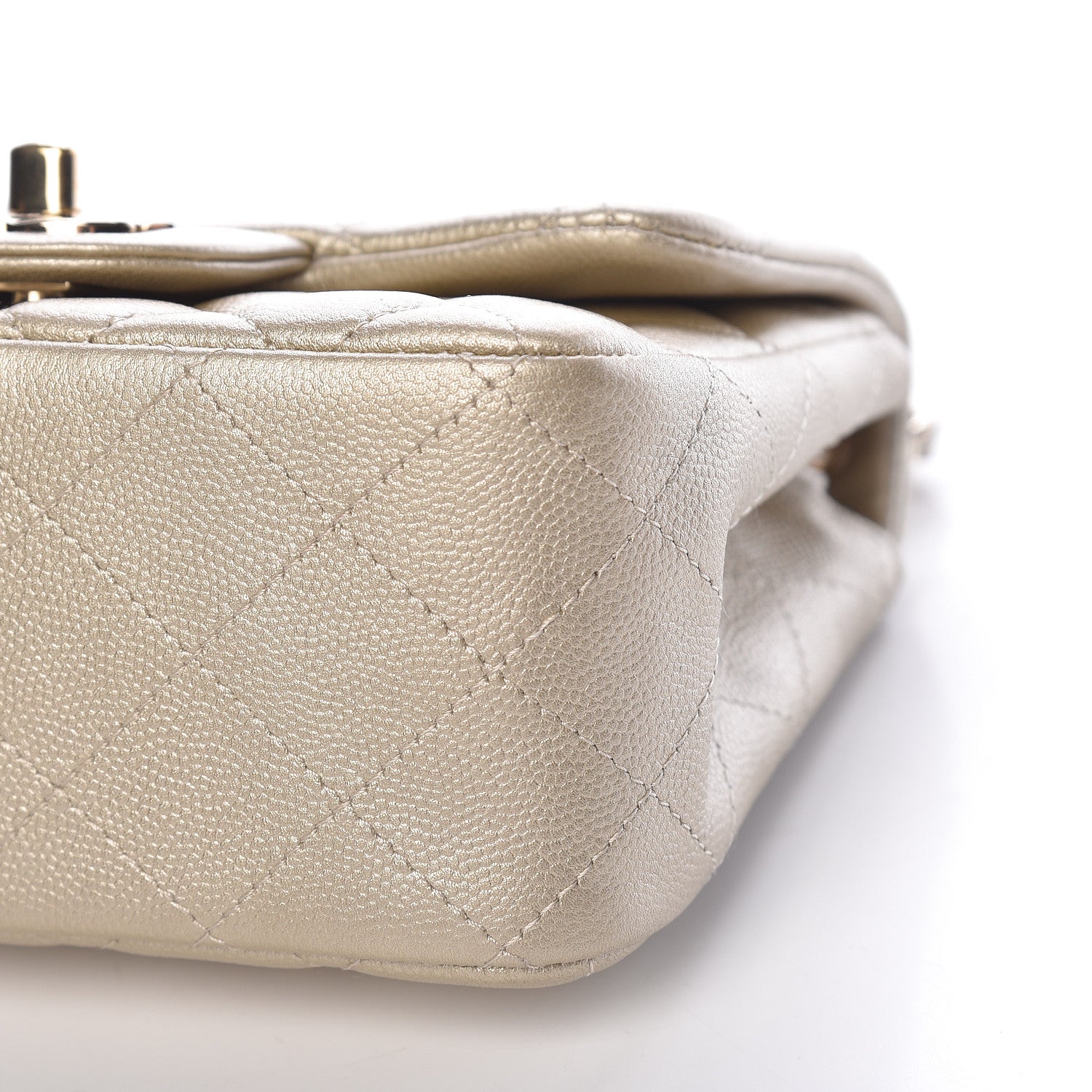 Chanel Metallic Caviar Quilted Mini Square Flap Light Gold 10 of 10