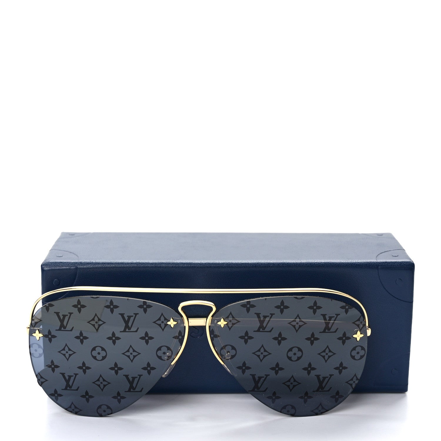 Louis Vuitton Metal Monogram Grease Sunglasses Z1172W Gold 8 of 8