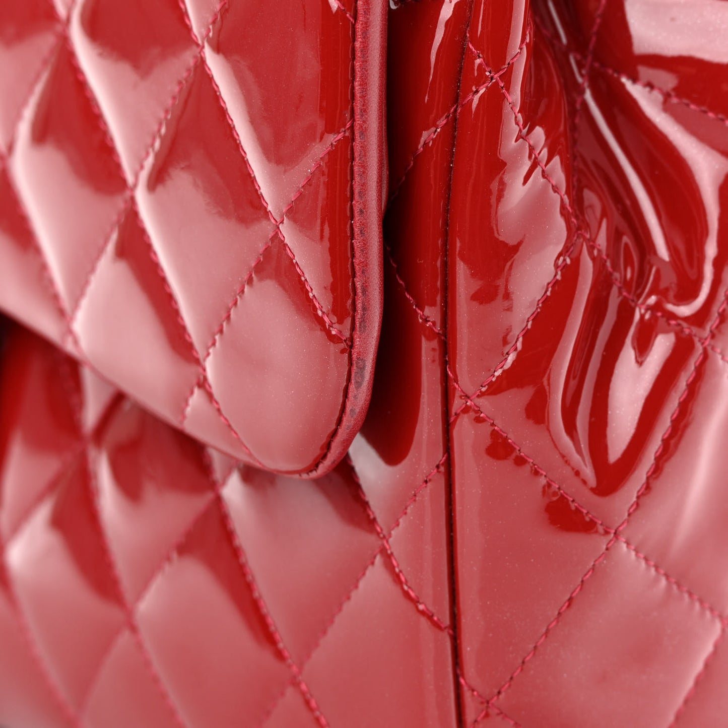 Patent Quilted Jumbo Double Flap Red