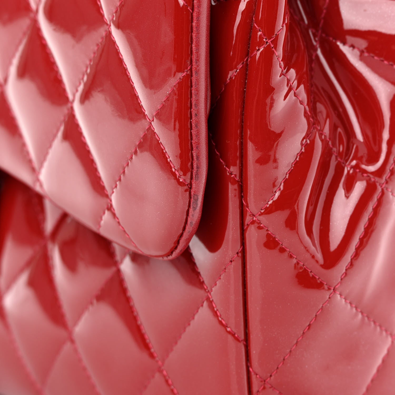 Chanel Patent Quilted Jumbo Double Flap Red 15 of 17