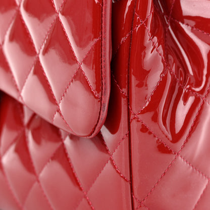 Chanel Patent Quilted Jumbo Double Flap Red 15 of 17