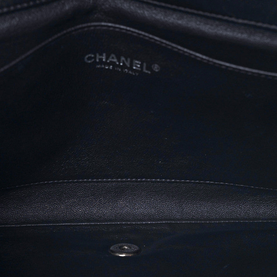 Lambskin Quilted Clutch with Chain Flap Navy