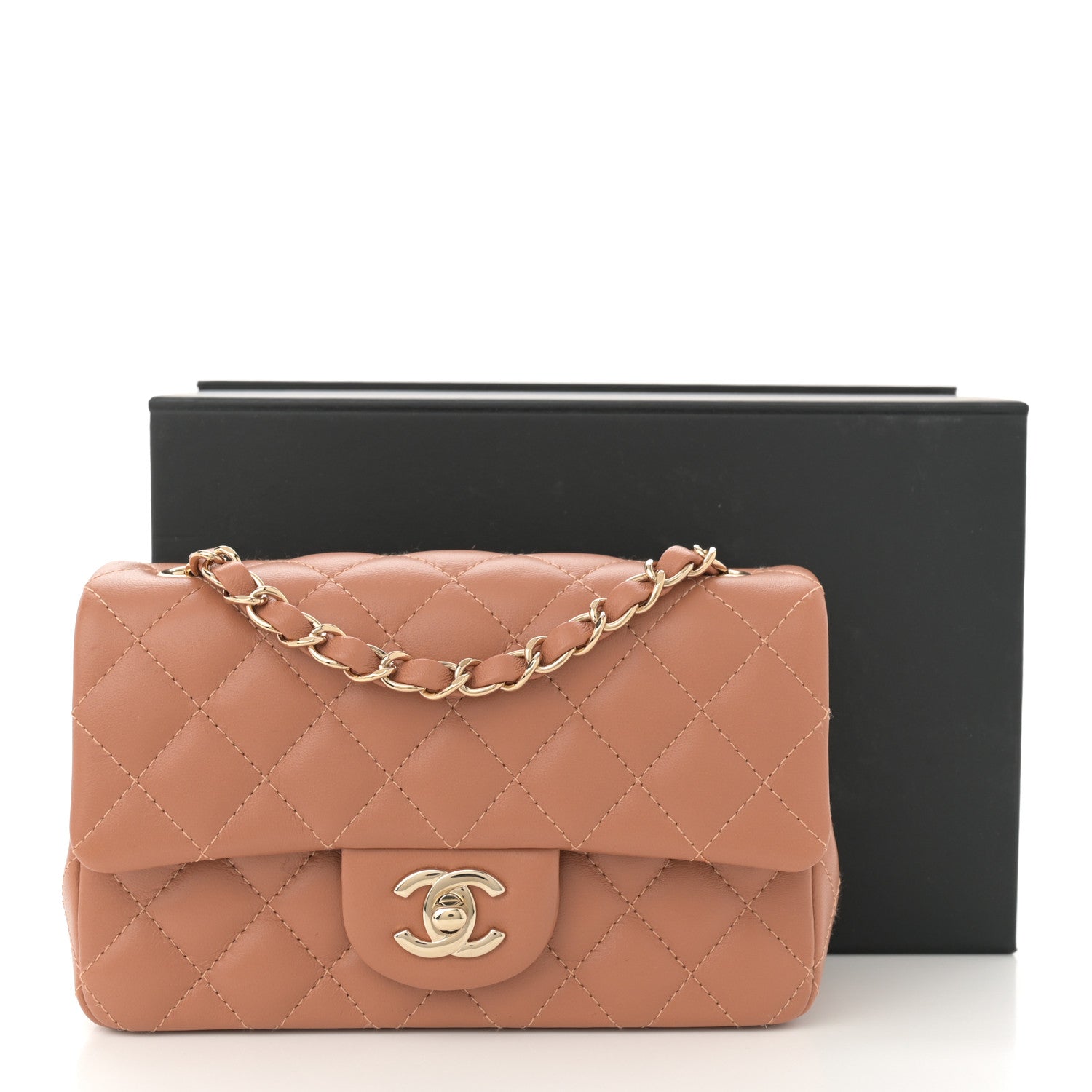 Chanel Lambskin Quilted Mini Rectangular Flap Brown 12 of 12