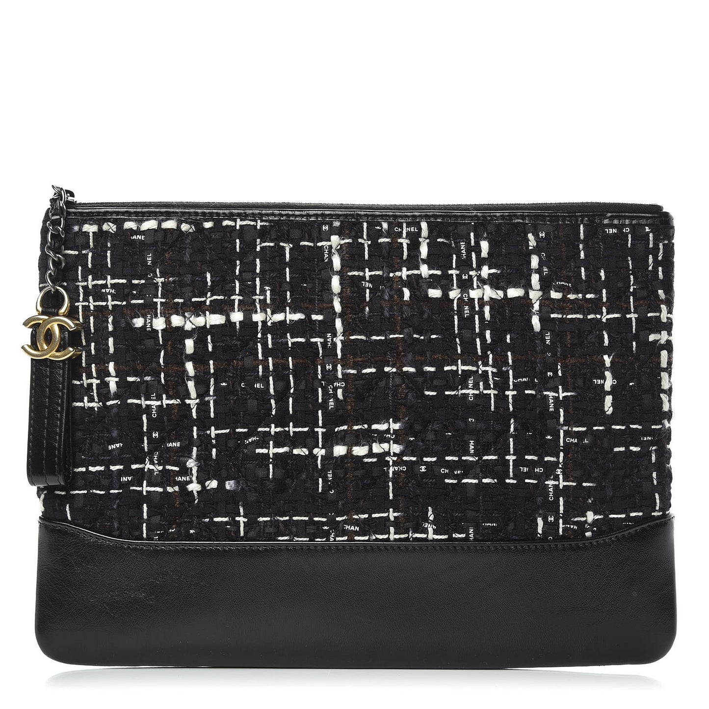 Tweed Calfskin Medium Gabrielle Cosmetic Case Black