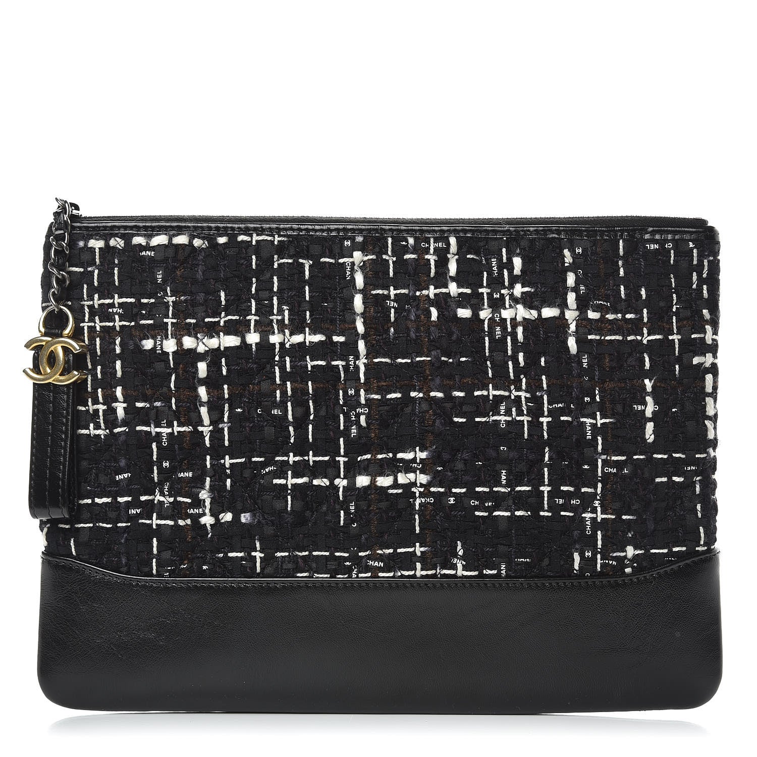 Chanel Tweed Calfskin Medium Gabrielle Cosmetic Case Black 1 of 7