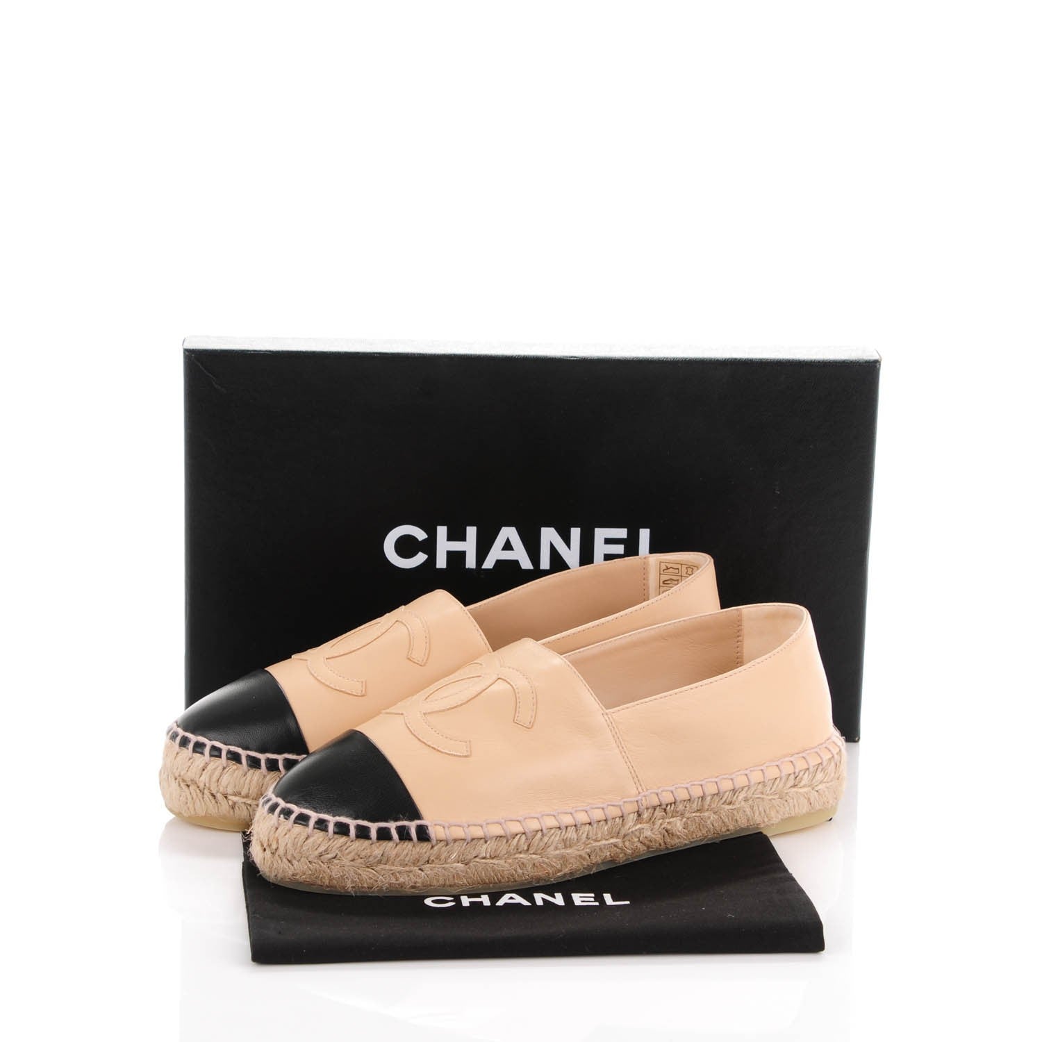 Chanel Lambskin CC Espadrilles 36 Beige Black 9 of 9