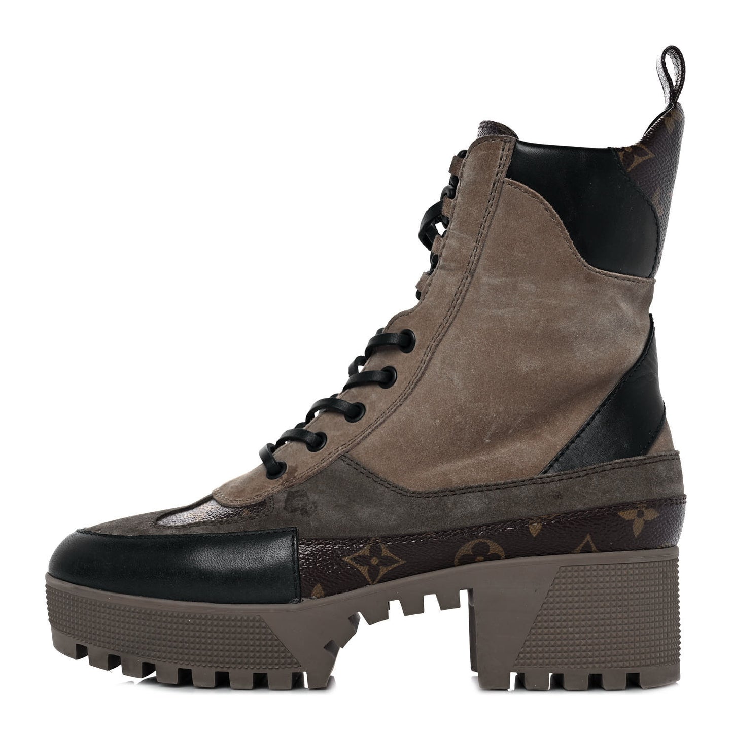 Suede Calfskin Monogram Laureate Platform Desert Boots 39 Taupe