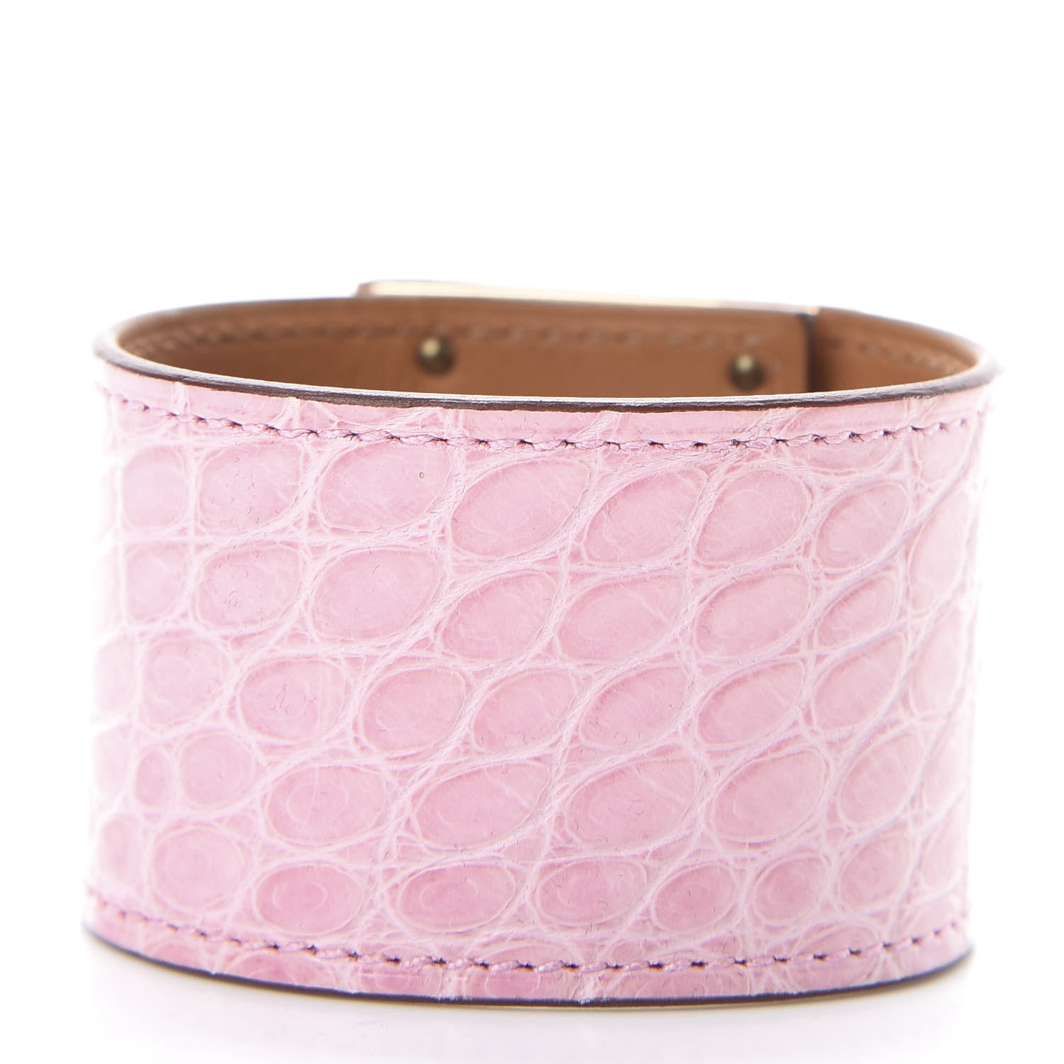 Hermes Matte Alligator Kelly Dog Bracelet T1 5P Pink 3 of 4