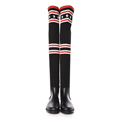 Givenchy Knit Rubber Storm Over The Knee Boots 37 Black 2 of 6