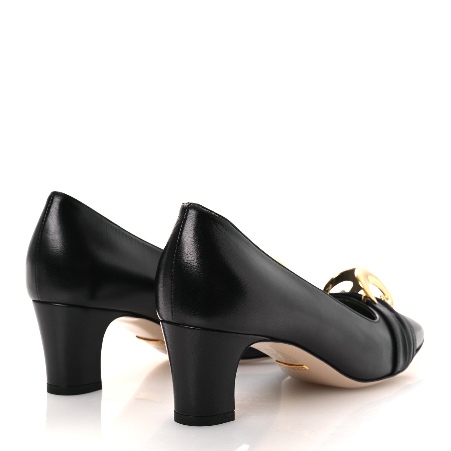 Gucci Malaga Kid Half Moon GG Square Toe Pumps 37.5 Black 5 of 11