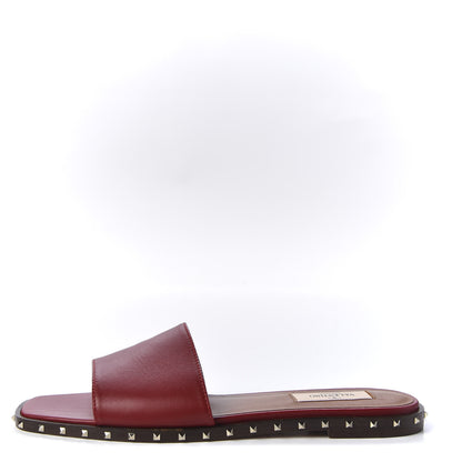 Valentino Garavani Nappa Soul Rockstud Flat Slide Sandals 38 Rosso 1 of 10