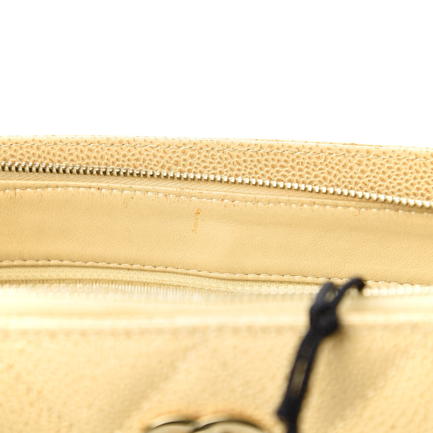 Caviar Quilted Top Handle Bag Beige