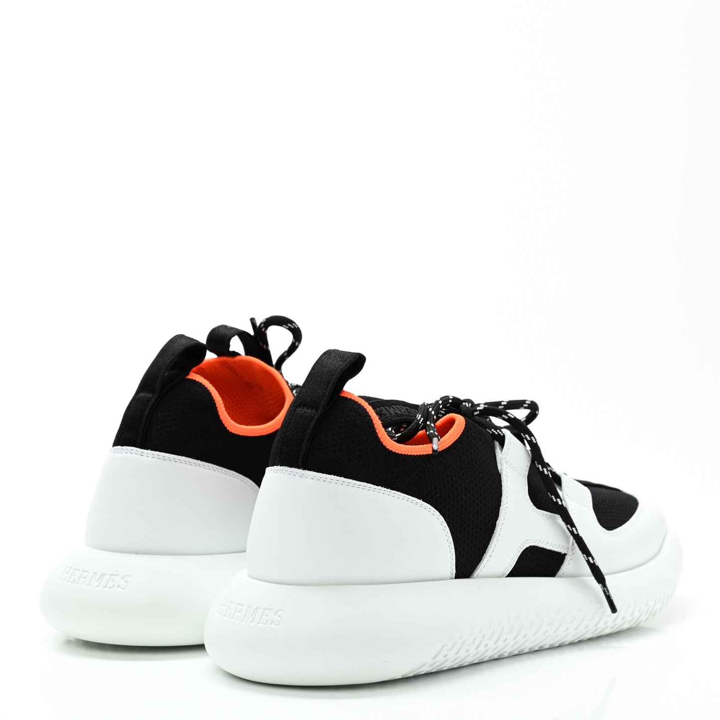 Technical Canvas Calfskin Womens Duel Sneakers 39.5 White Black