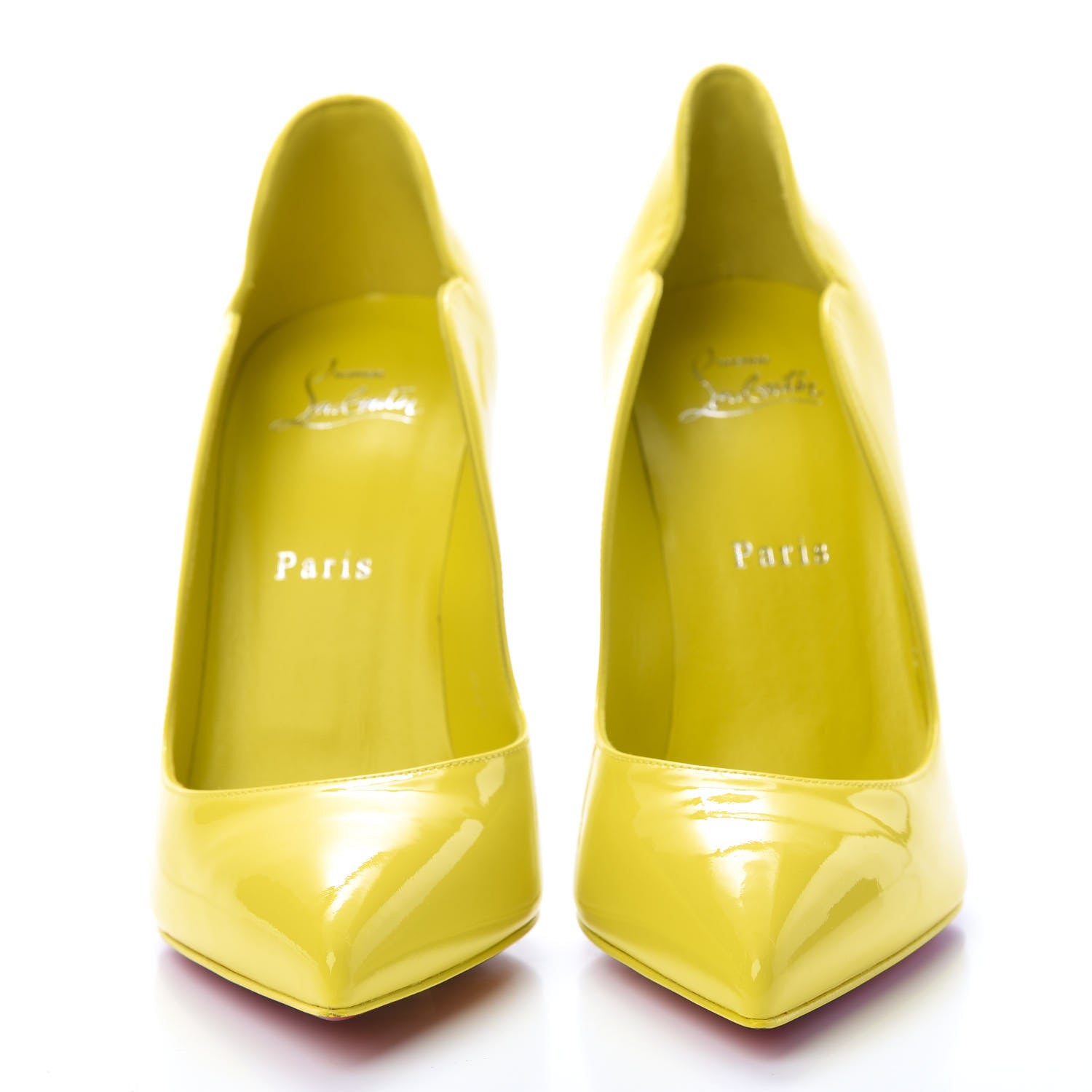 Christian Louboutin Patent Hot Chick 100 Pumps 39 Citrus 2 of 8