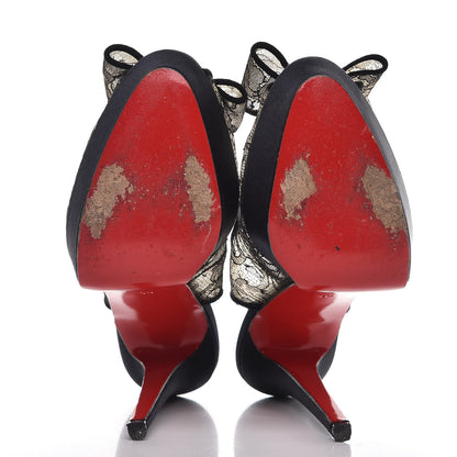 Christian Louboutin Satin Lace Exclu 140 Platform Slingback Pumps 40 Black 5 of 13