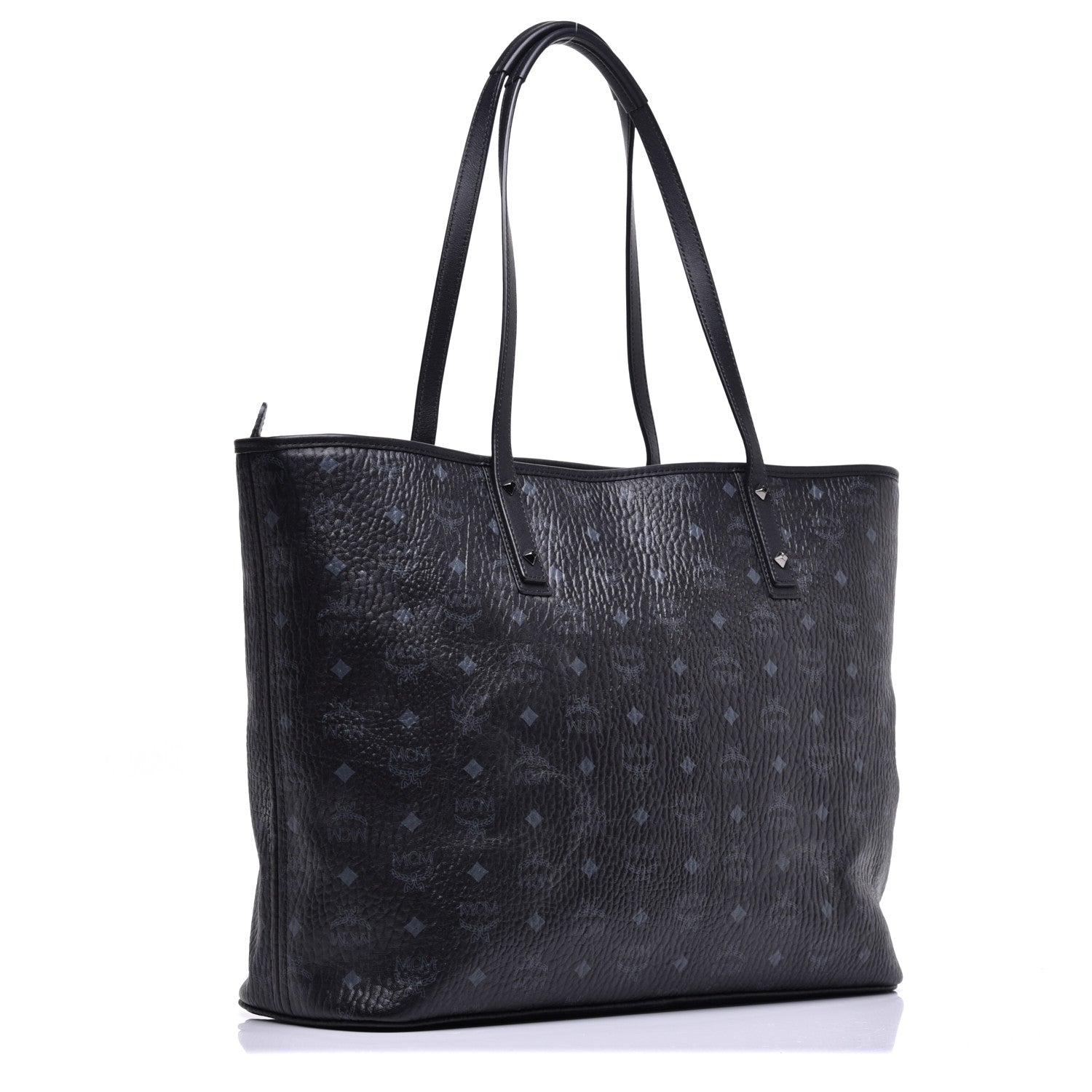 MCM Visetos Large Anya Shopper Tote Black 3 of 8