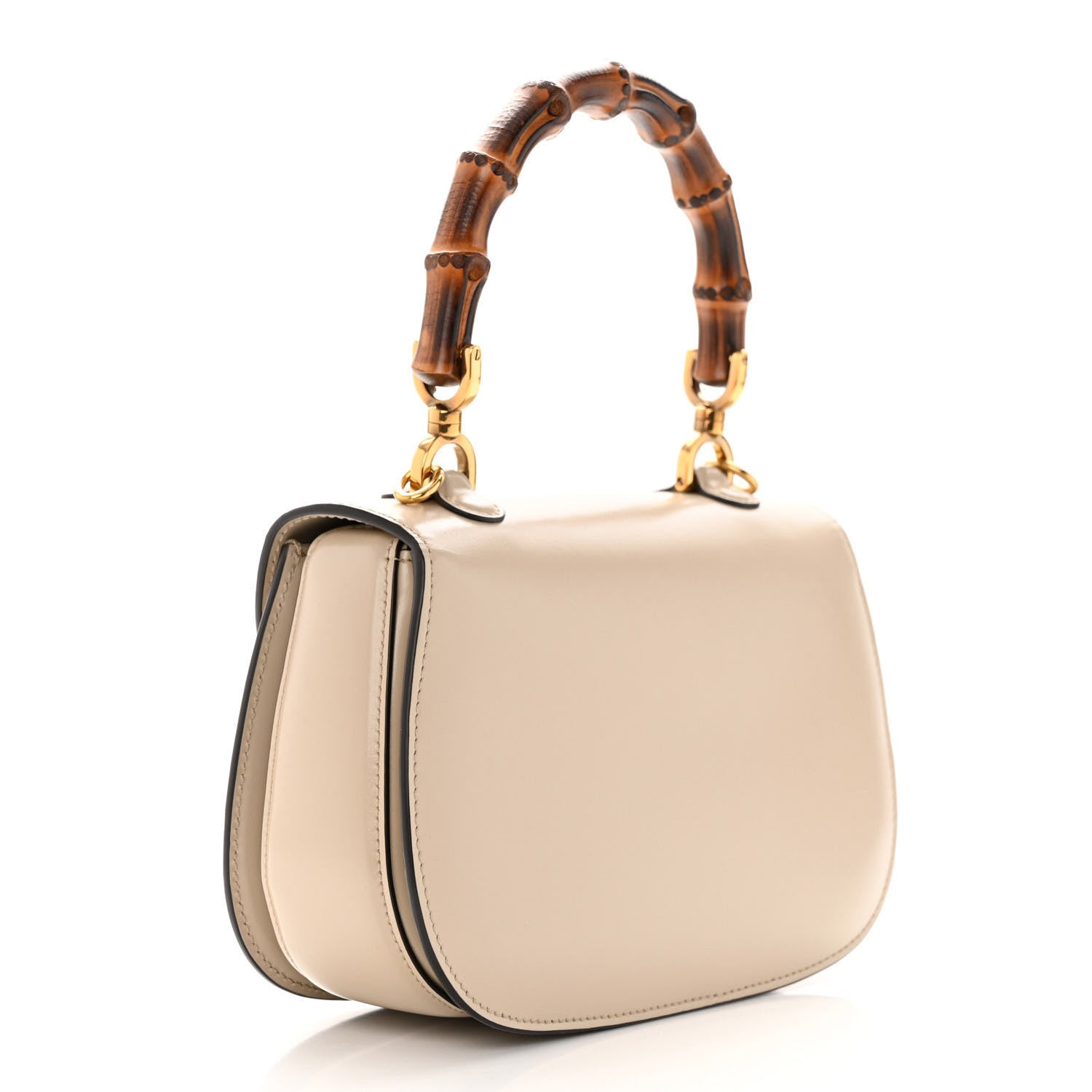 Gucci Boarded Dyana Lux Calfskin Web Small Bamboo 1947 Top Handle Bag Oatmeal 3 of 16