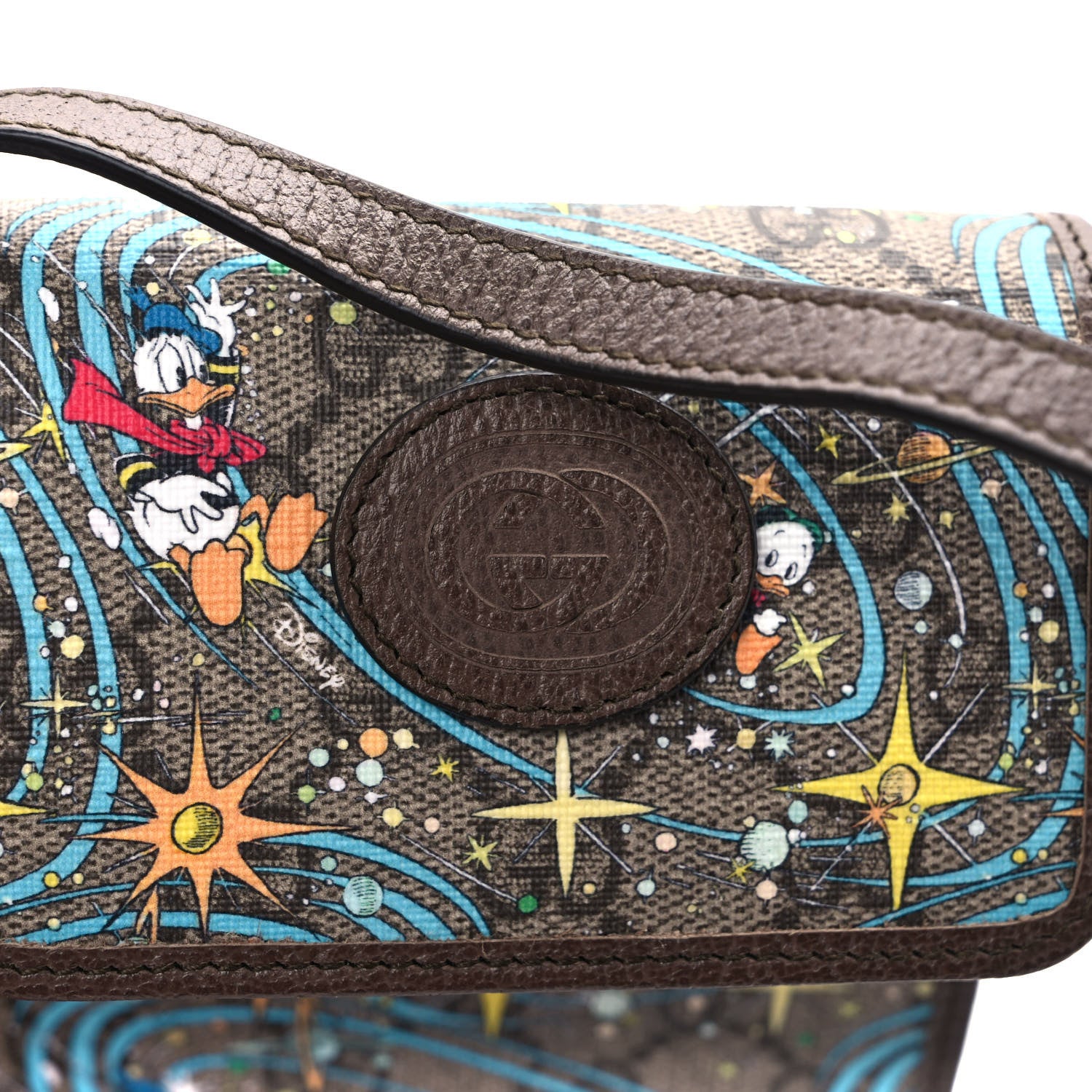 Gucci X DISNEY GG Supreme Monogram Donald Duck Mini Interlocking G Crossbody Bag Beige Multicolor New Acero 6 of 8