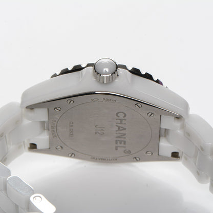 Chanel Stainless Steel Ceramic Diamond 38mm J12 Automatic Watch White 7 of 8