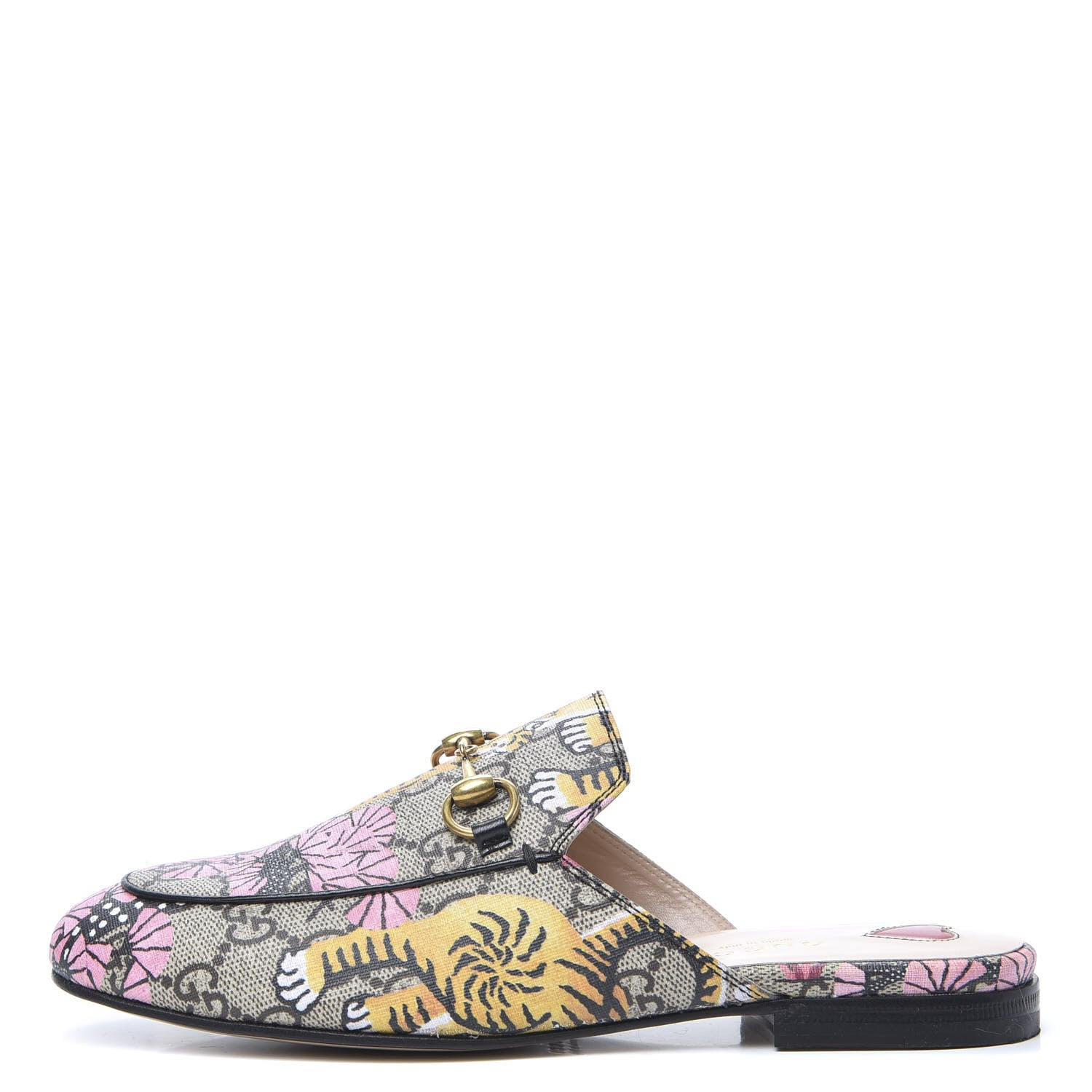 Gucci GG Supreme Monogram Bengal Womens Princetown Slippers 35 Beige Crop Pink 1 of 8