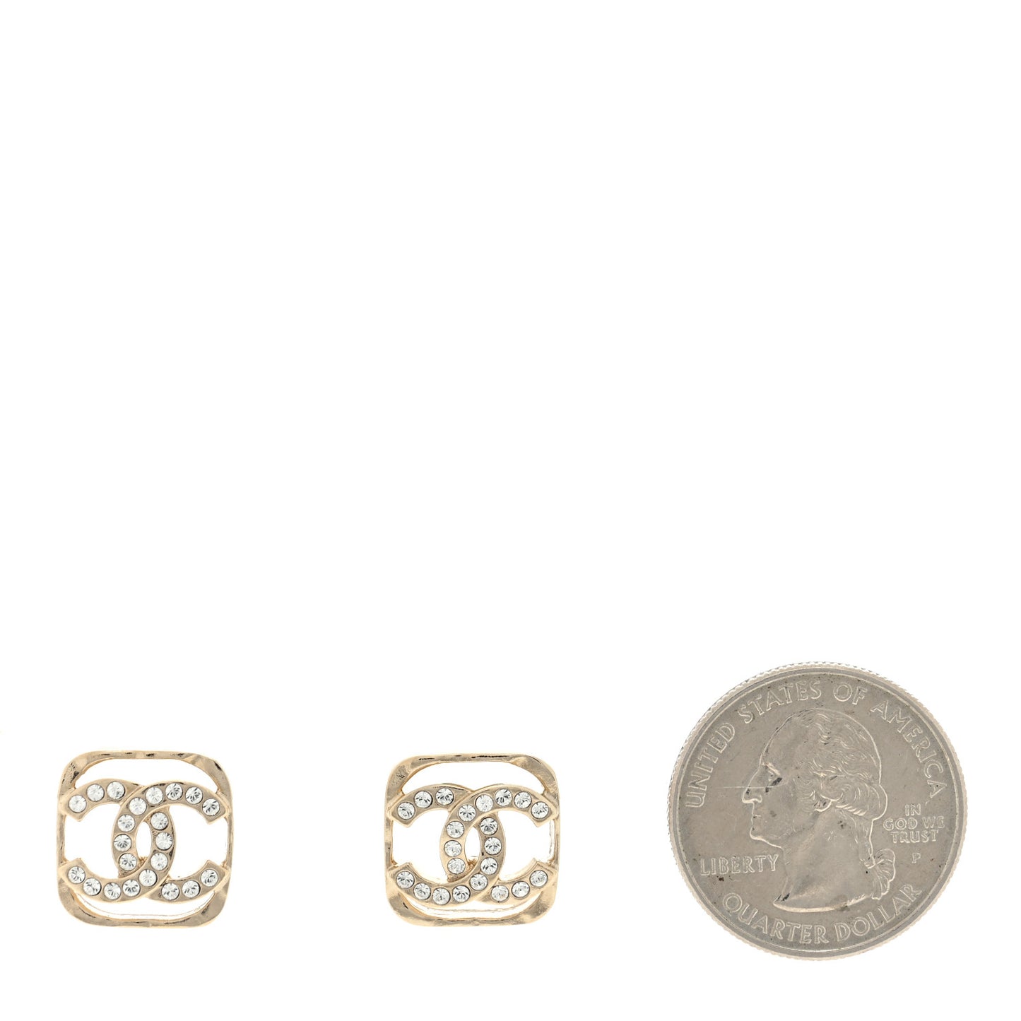 Crystal Square CC Earrings Gold