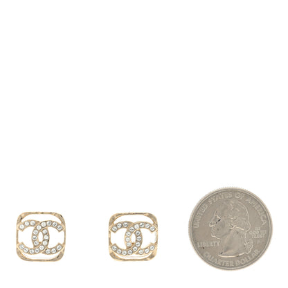 Chanel Crystal Square CC Earrings Gold 2 of 4