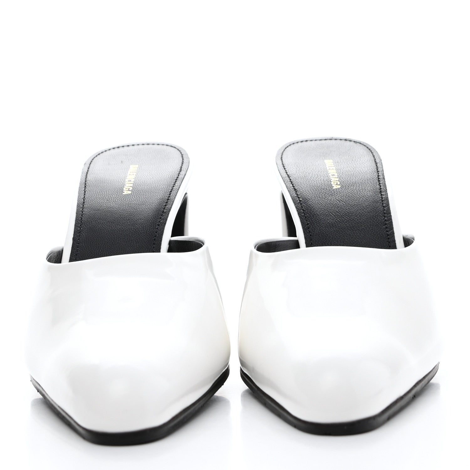 Balenciaga Patinated Calfskin Mule Pumps 37.5 Optic White 2 of 8